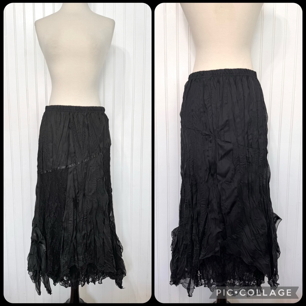 Black Lace Whimsigoth Fairy Midi Skirt My Pretty Angel Clothing